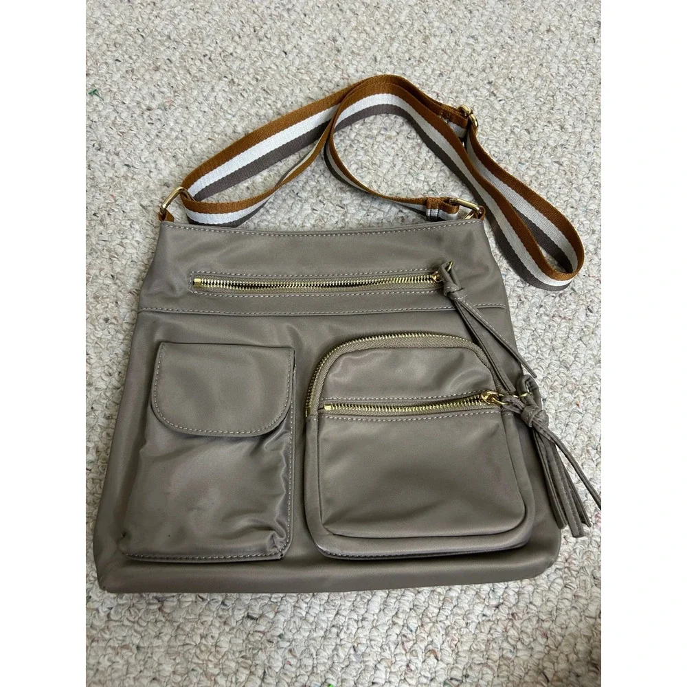 Urban Expressions Crossbody Bag Taupe Neutral Hobo Shoulder Purse